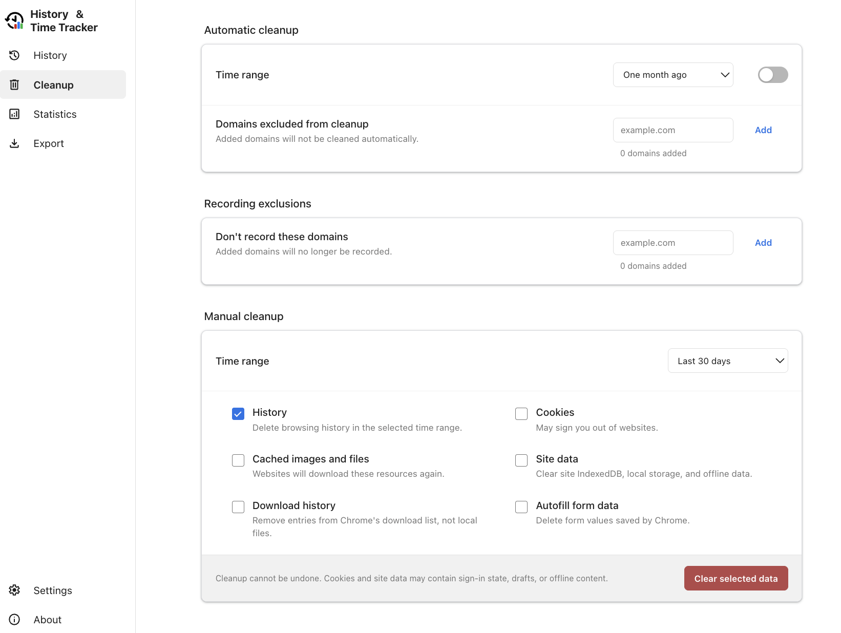 Automatic and manual cleanup