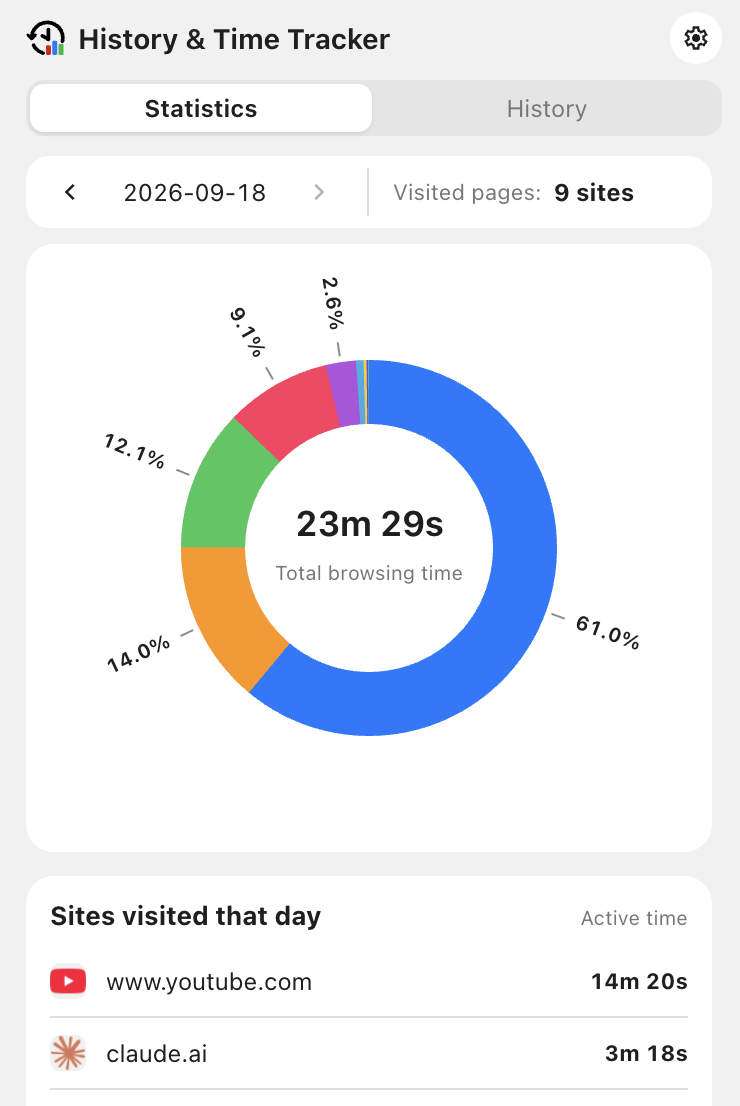 Statistics page in the extension popup